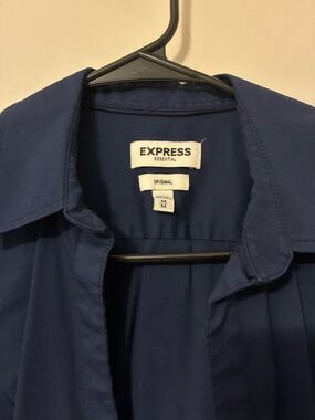 NEW Express Essential Navy Button-Up Shirt